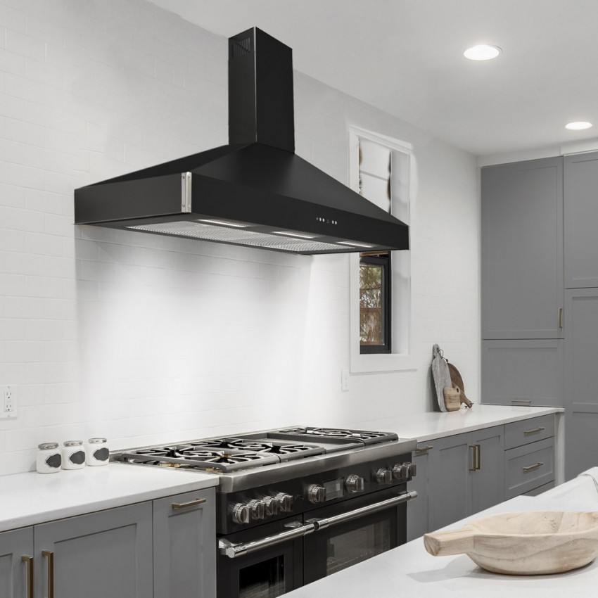 Black cooker store hood 100cm